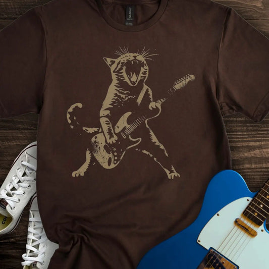 Cat Rock 'N' Roll T-shirt Dark Chocolate