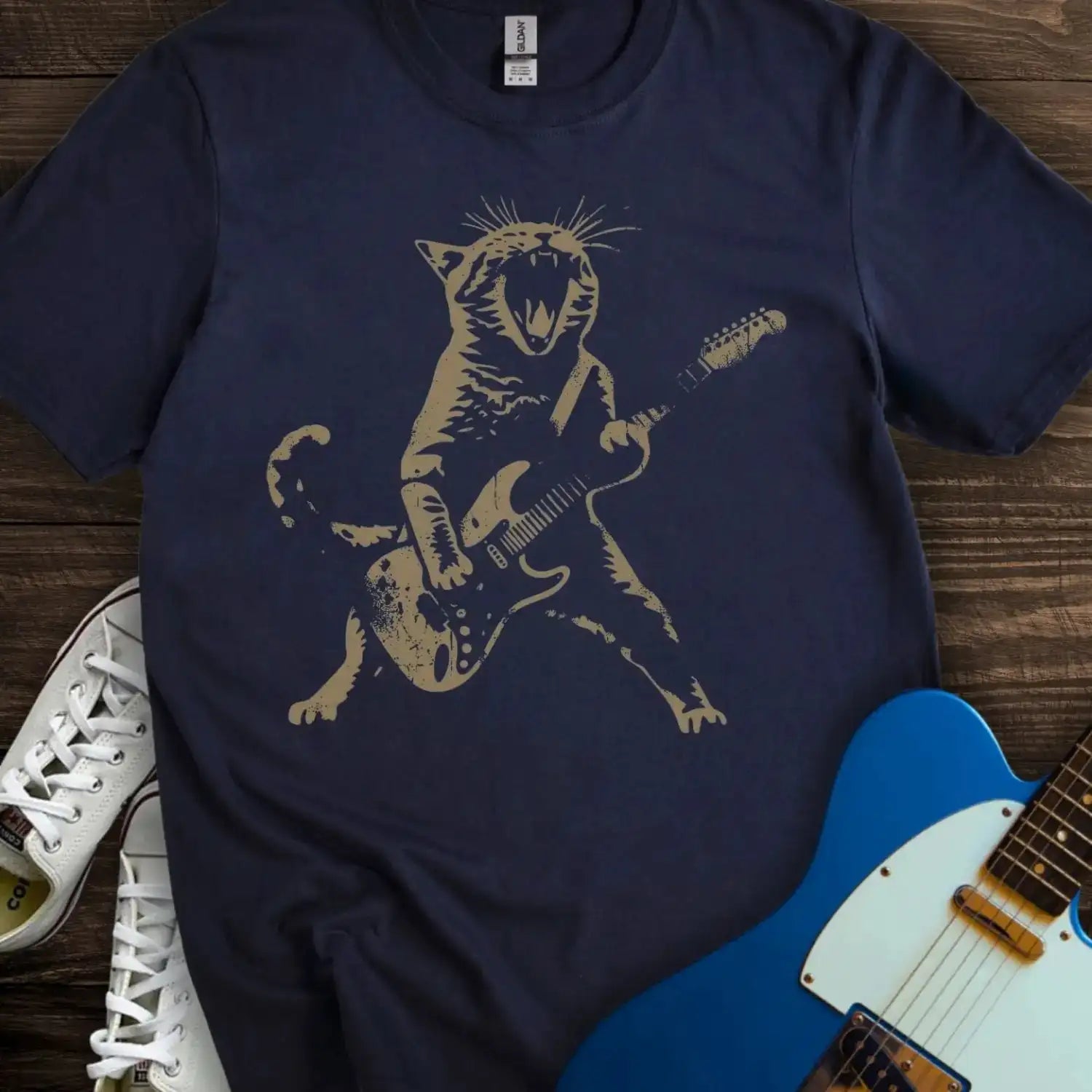 Cat Rock 'N' Roll T-shirt Navy