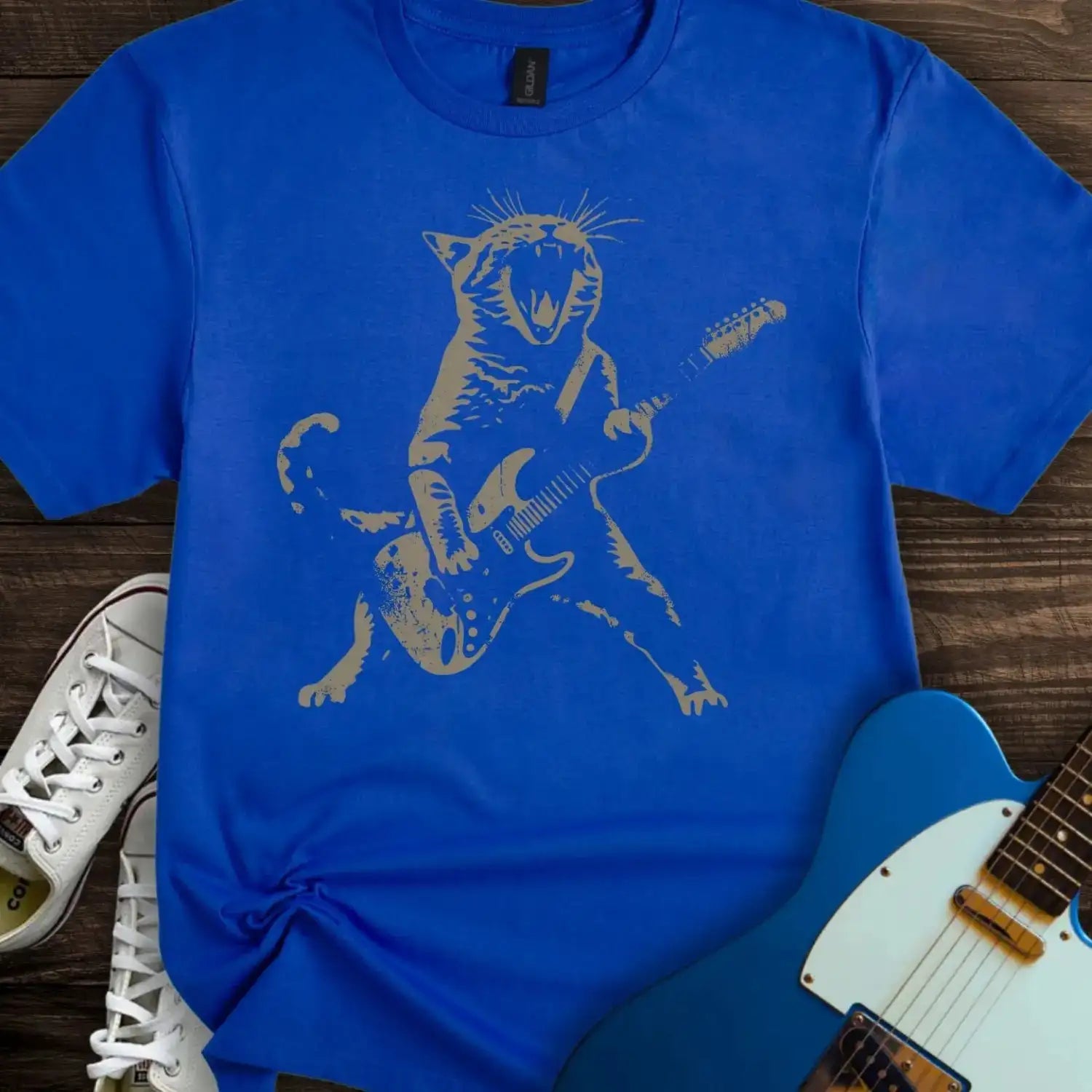 Cat Rock 'N' Roll T-shirt Royal