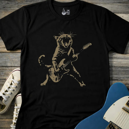 Cat Rock ’N’ Roll T-shirt - Black / S - T-Shirt