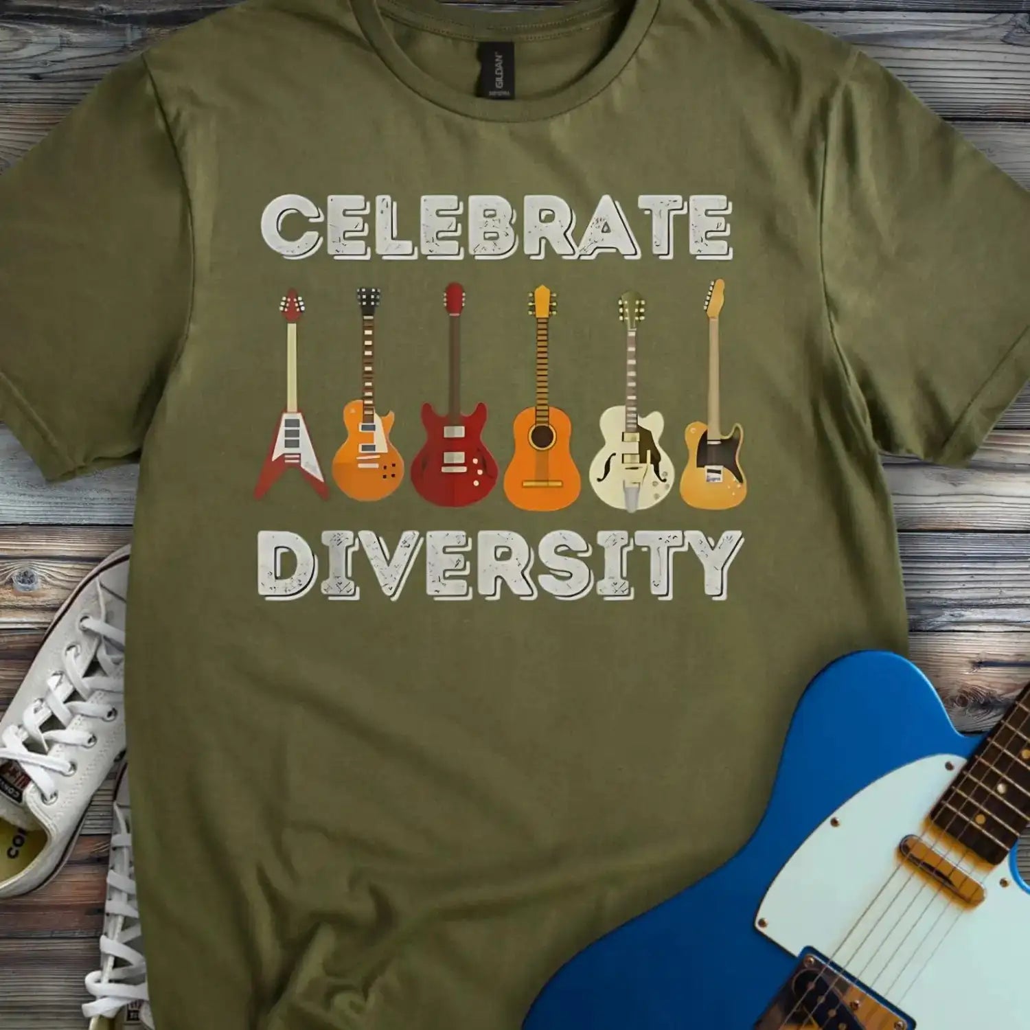 Celebrate Diversity T-shirt Military Green