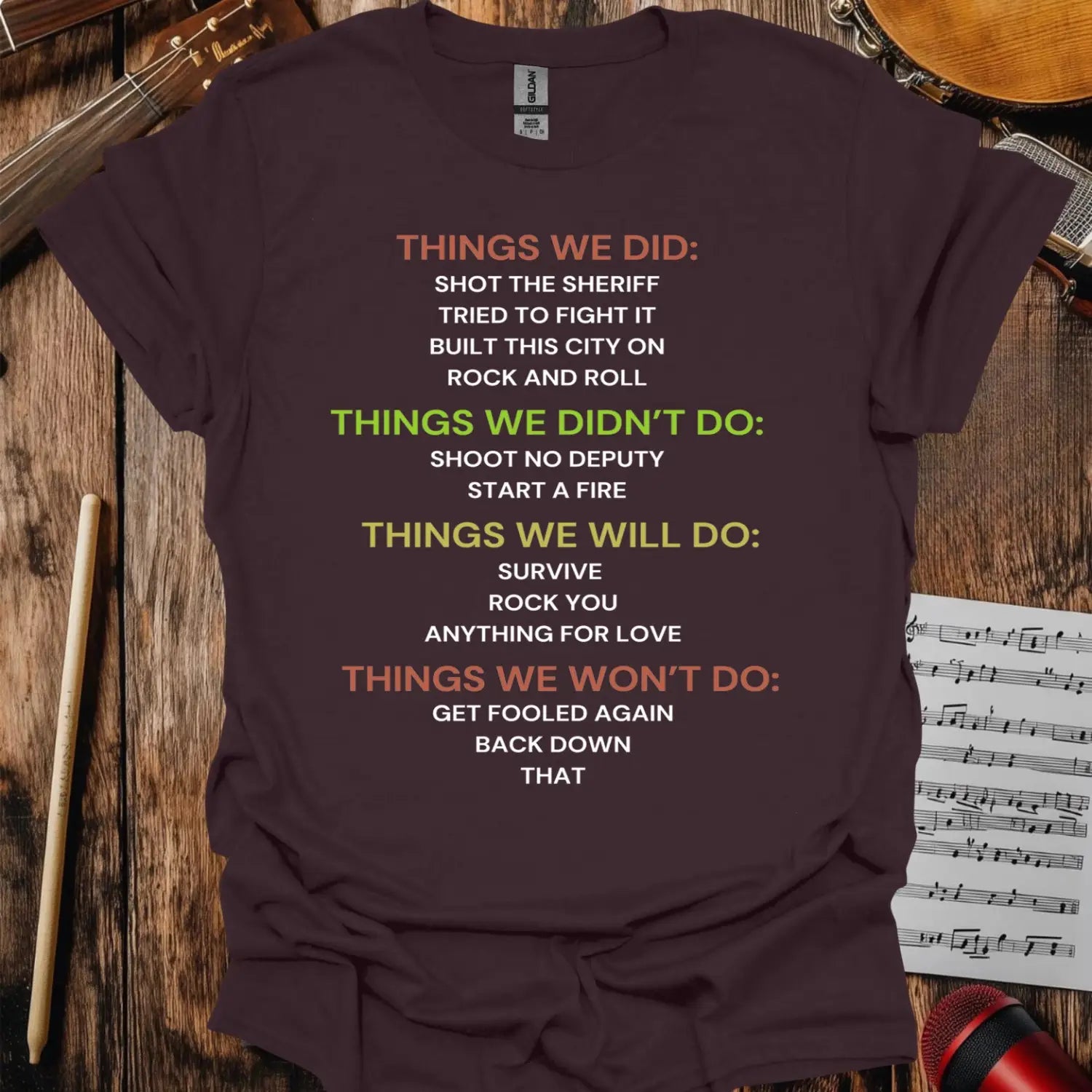 Classic Song References T-shirt - S / Dark Chocolate - T-Shirt