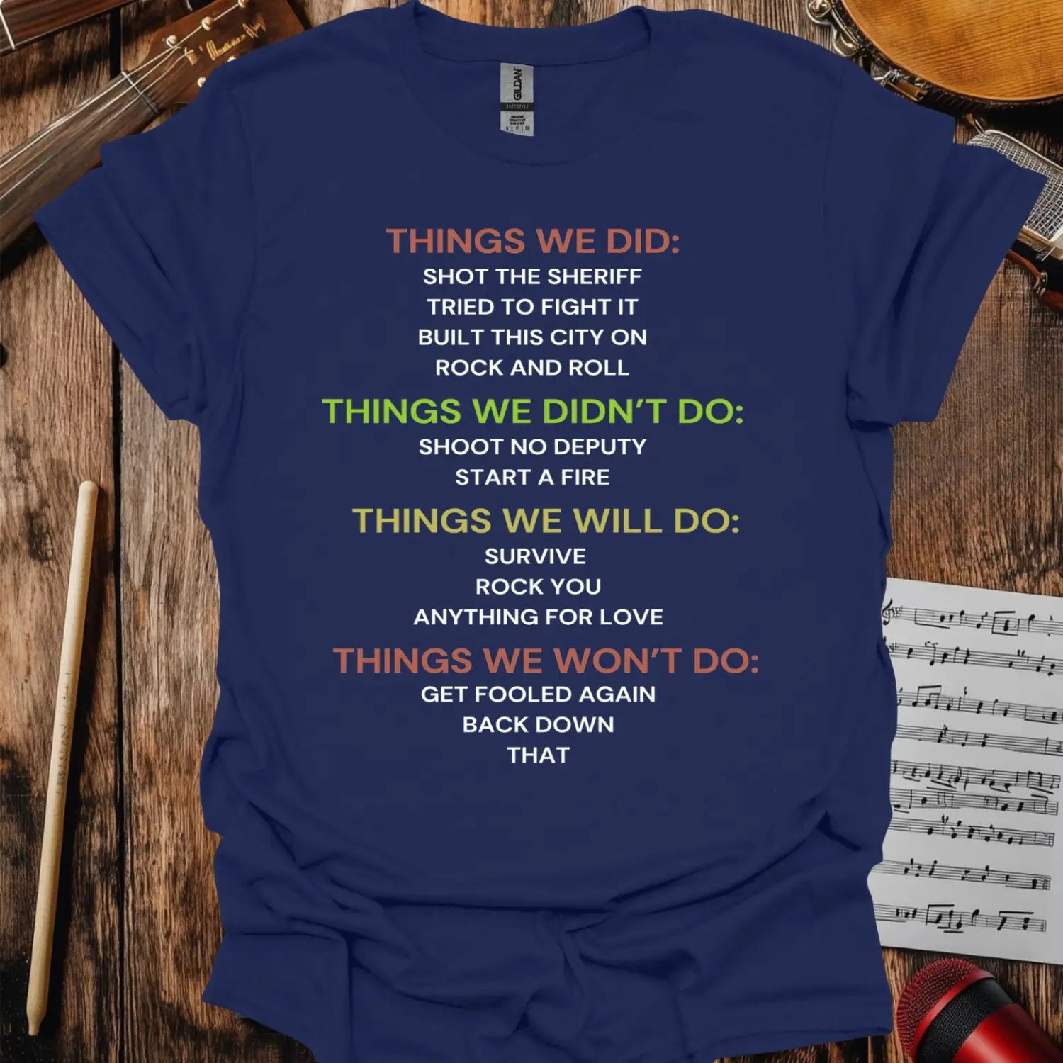 Classic Song References T-shirt - S / Navy - T-Shirt