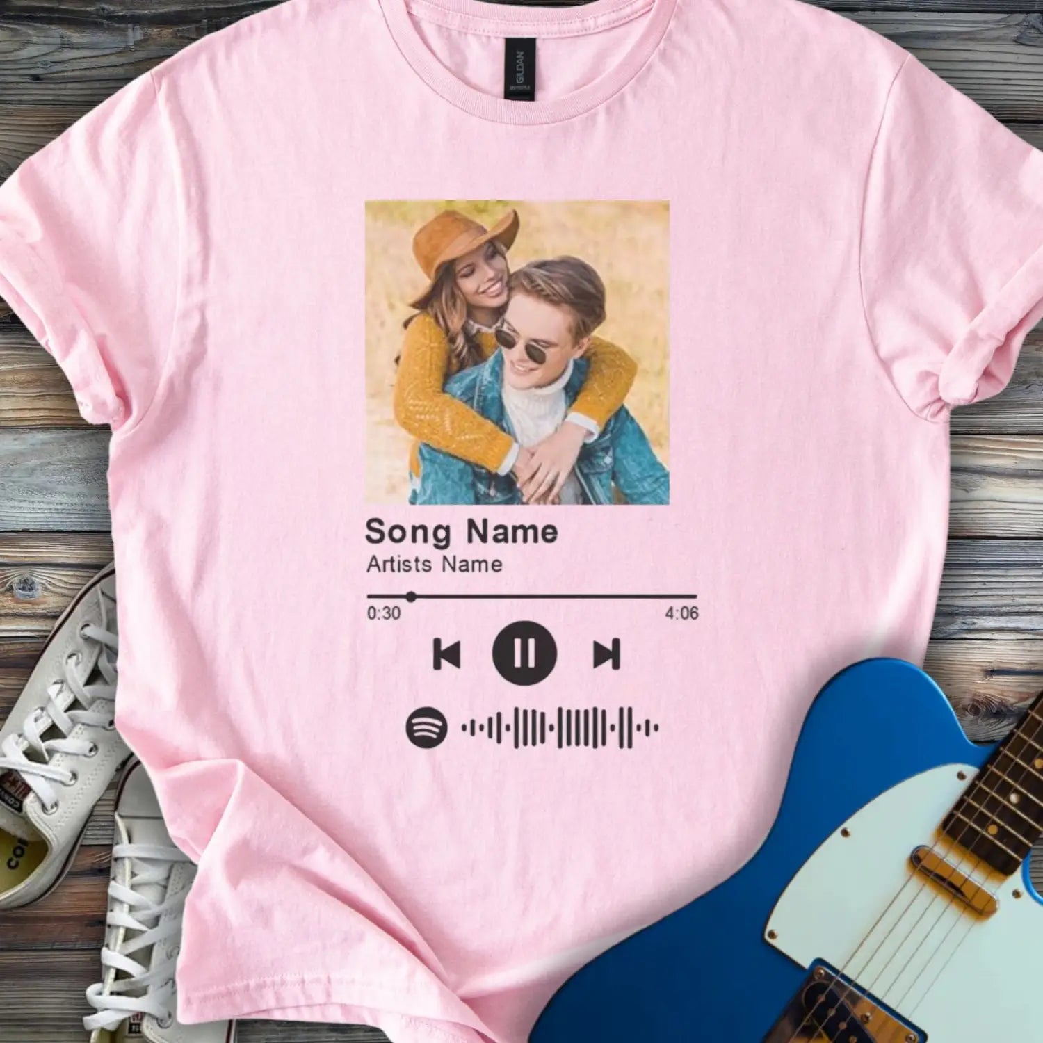 Custom Spotify Song T-shirt Light Pink