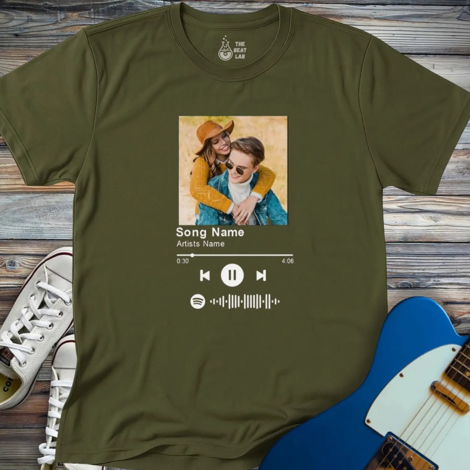 Custom Spotify Song T-shirt - Military Green / S - T-Shirt