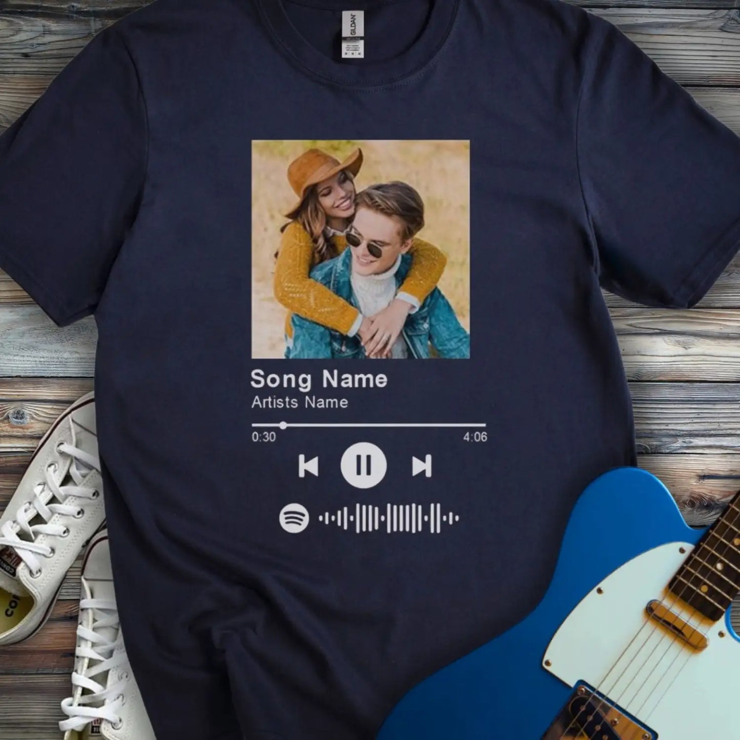 Custom Spotify Song T-shirt Navy
