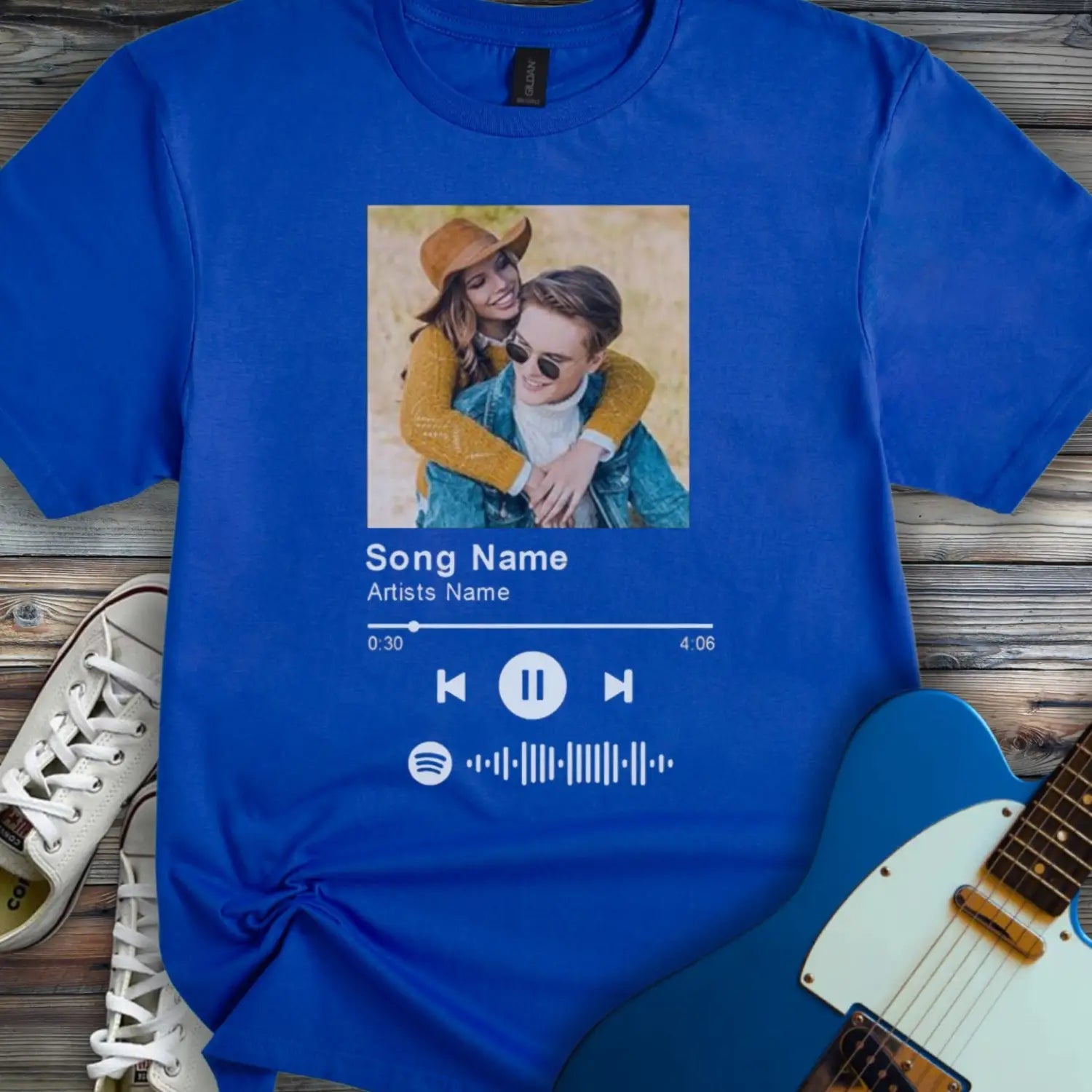 Custom Spotify Song T-shirt Royal