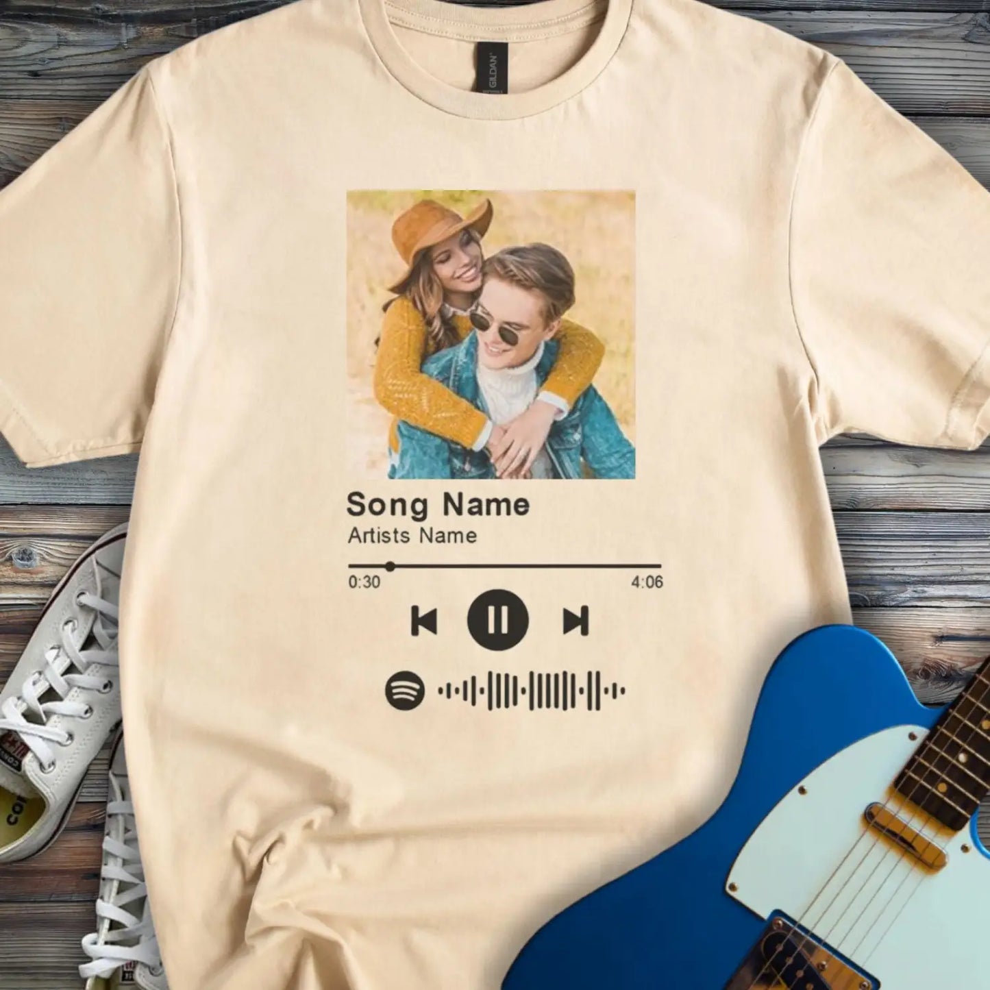 Custom Spotify Song T-shirt Sand