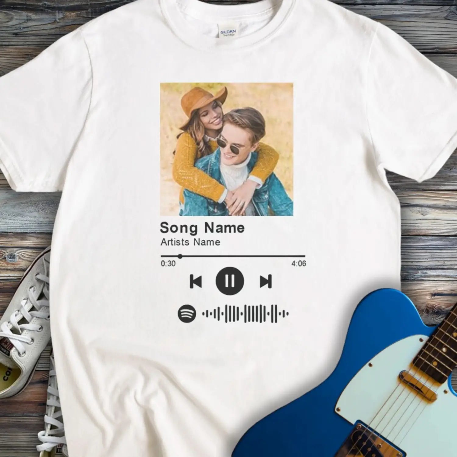 Custom Spotify Song T-shirt White