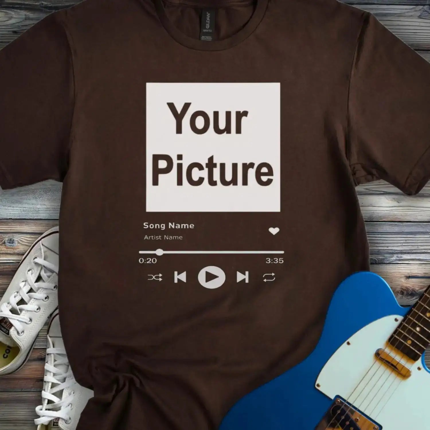 Custom Spotify T-shirt Dark Chocolate