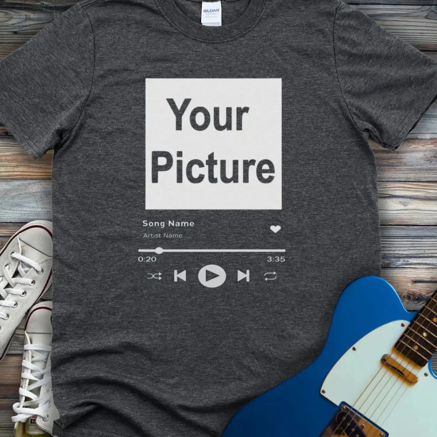 Custom Spotify T-shirt Dark Heather Grey