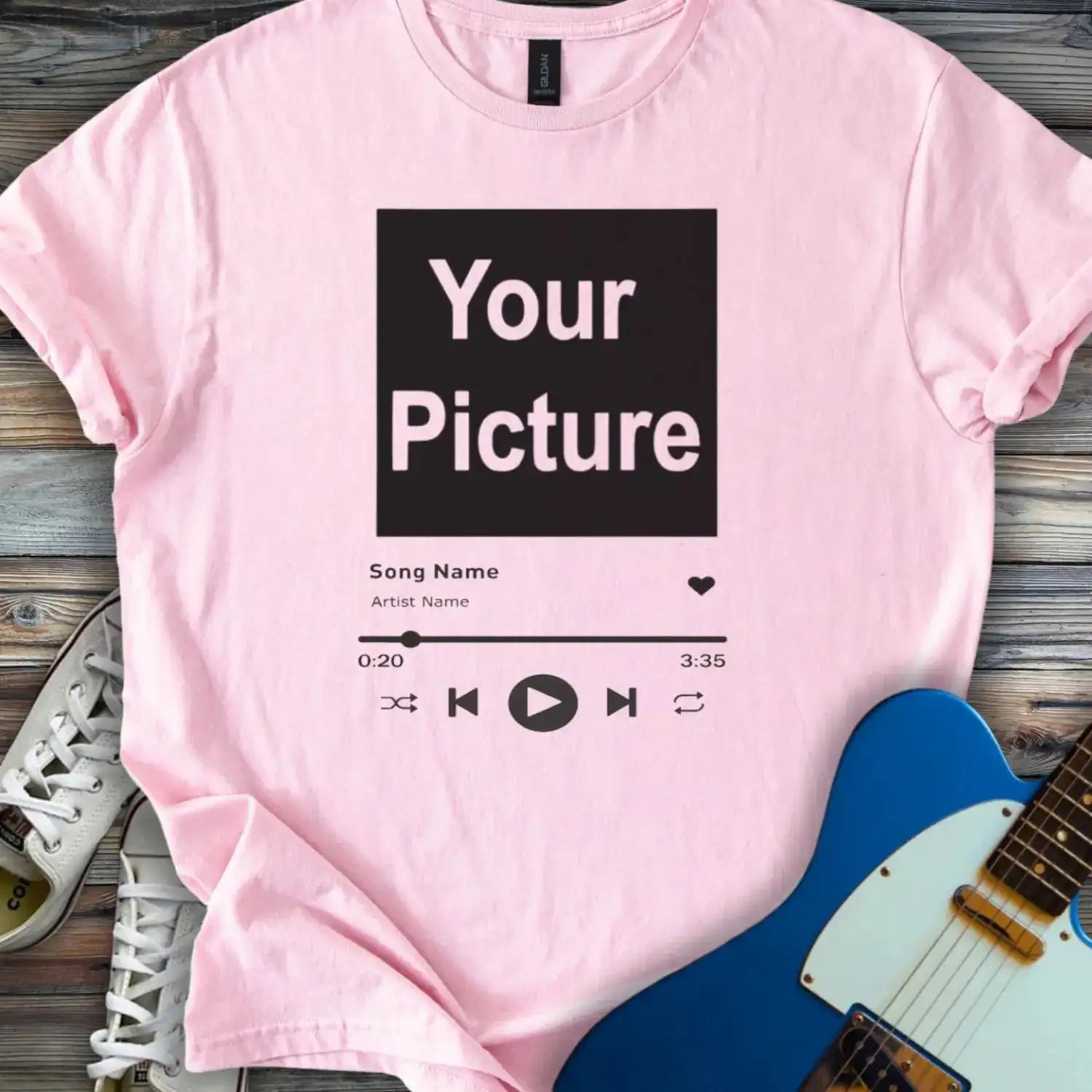 Custom Spotify T-shirt Light Pink