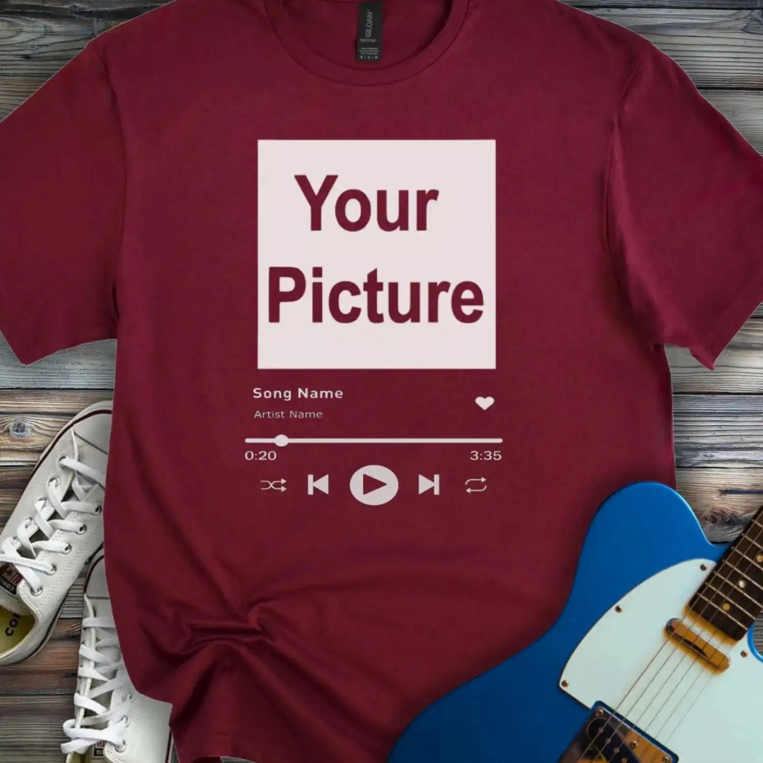 Custom Spotify T-shirt Maroon