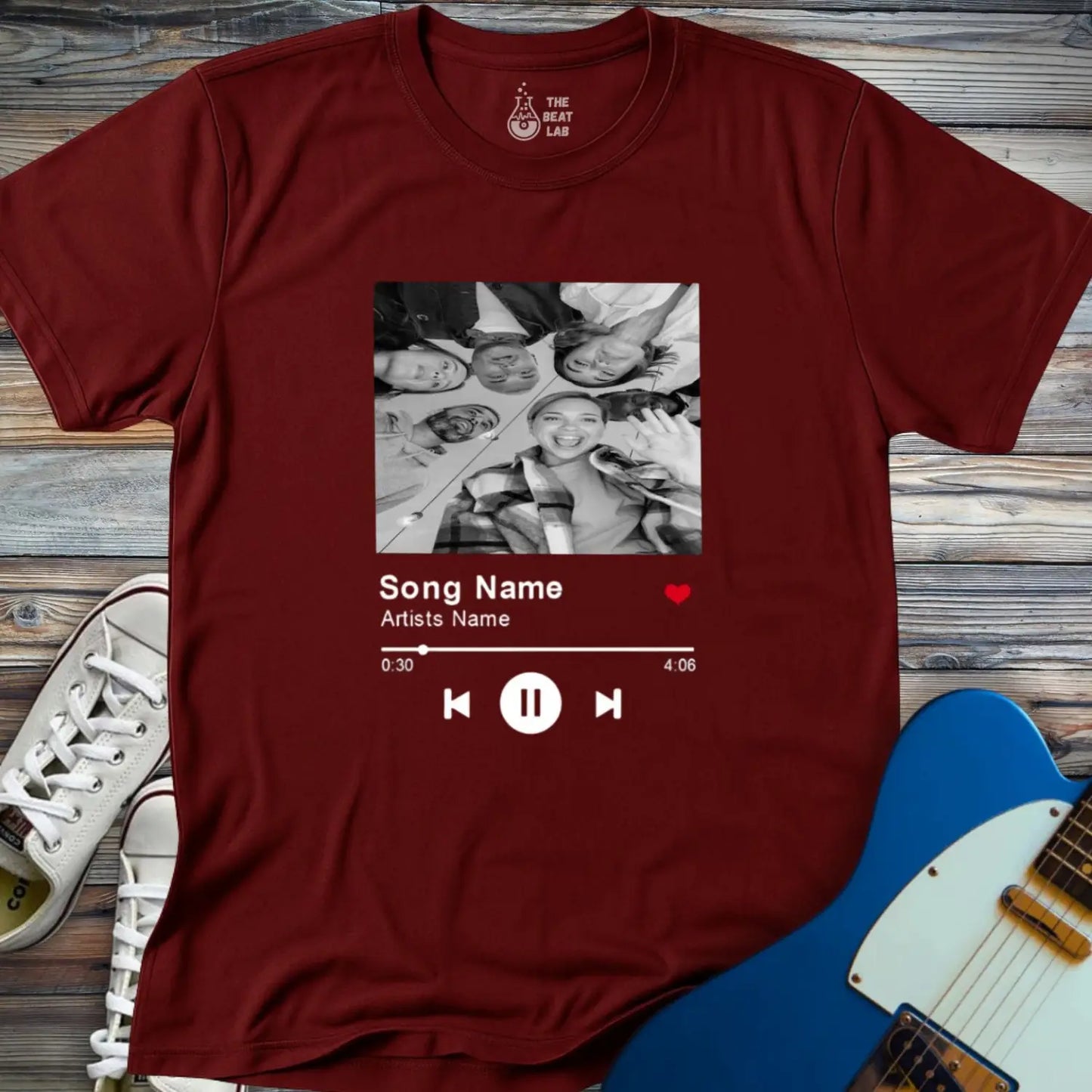 Custom Spotify T-shirt - Maroon / S - T-Shirt