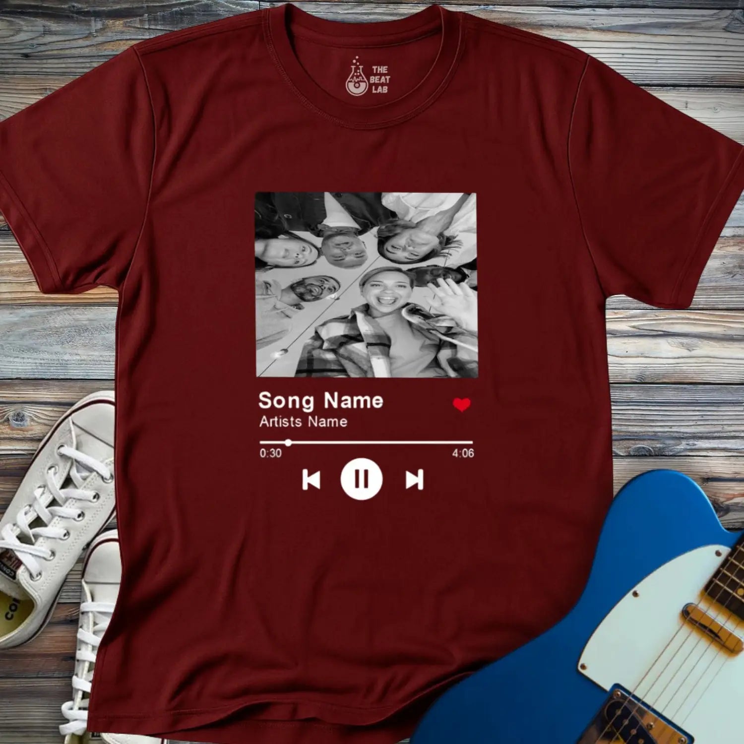 Custom Spotify T-shirt - Maroon / S - T-Shirt