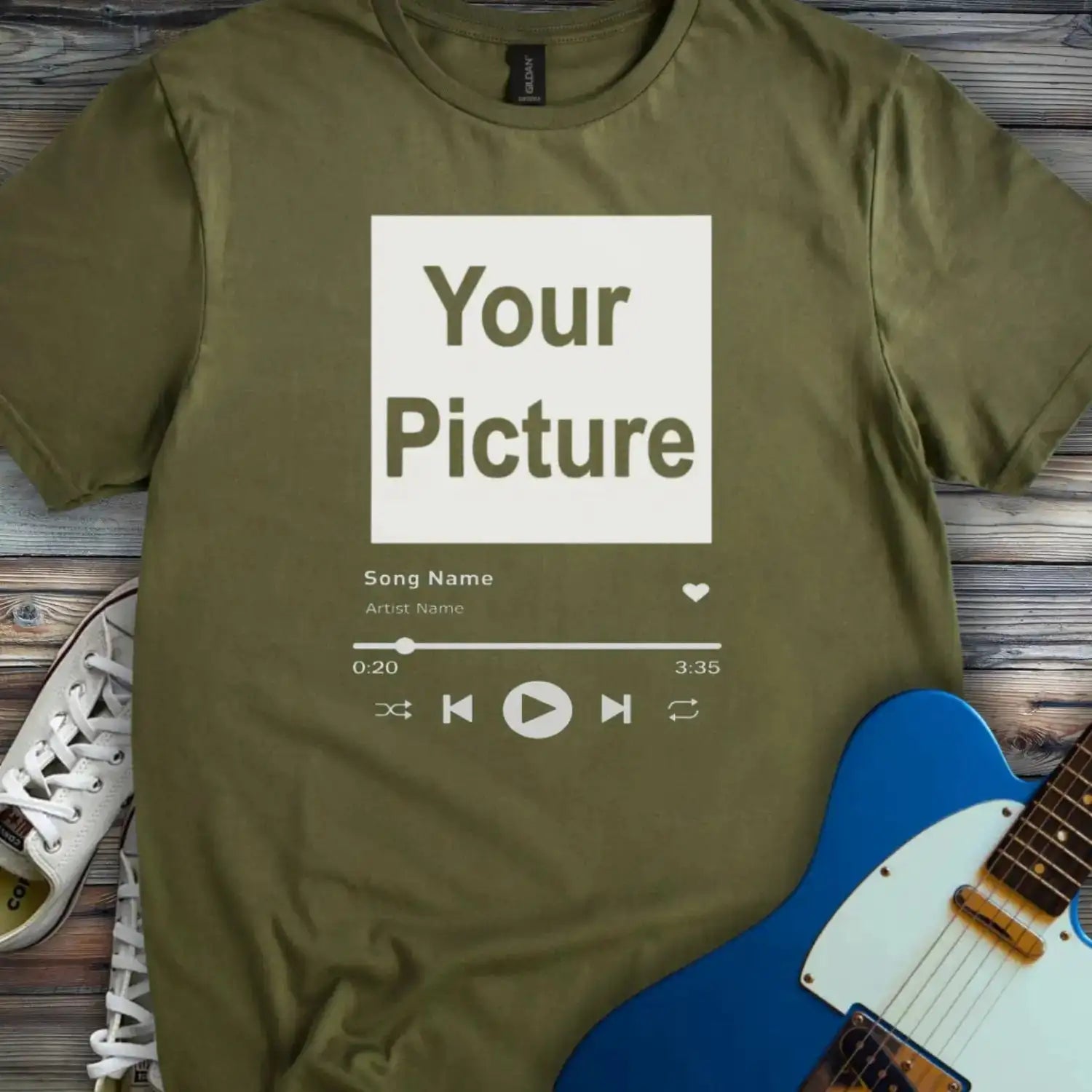 Custom Spotify T-shirt Military Green
