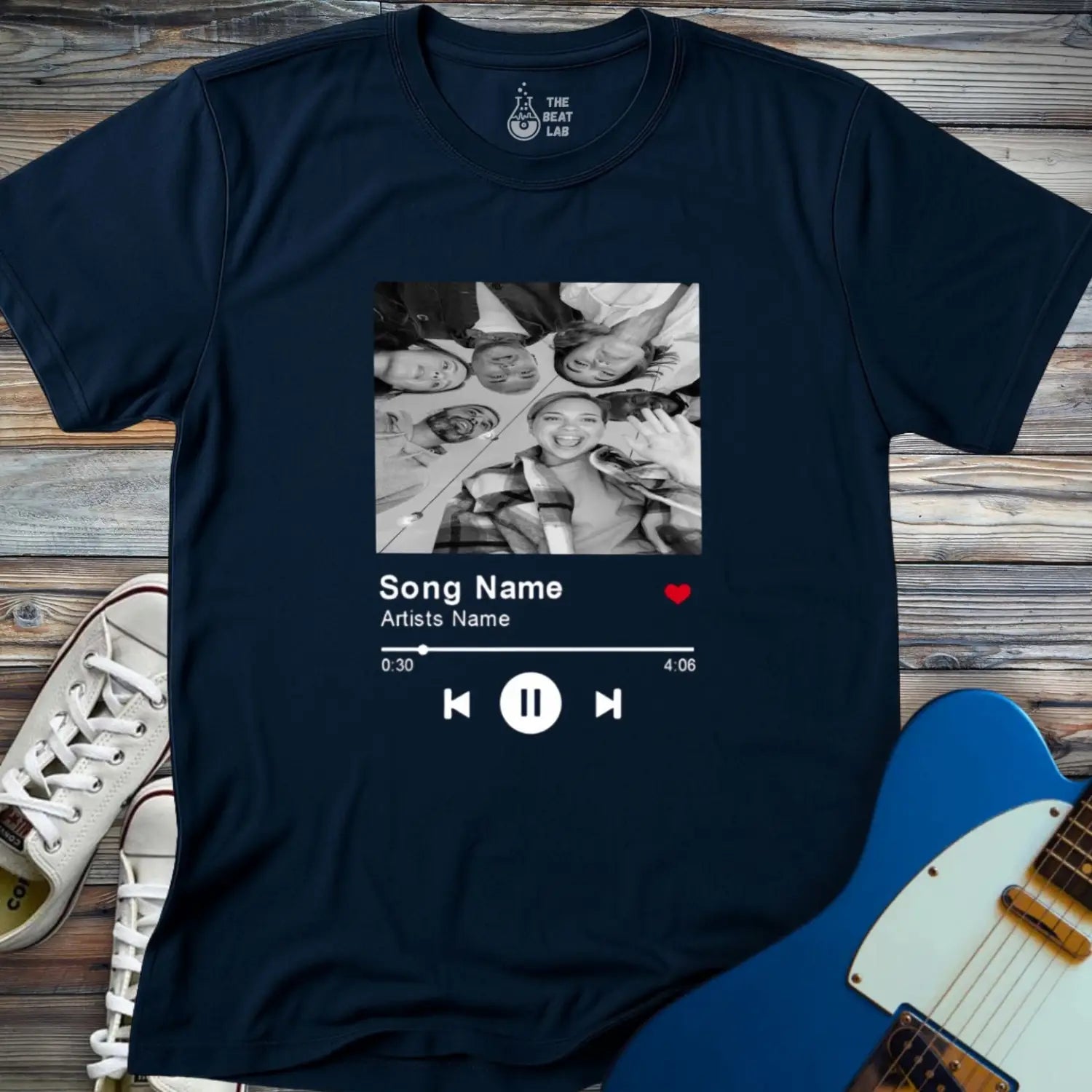 Custom Spotify T-shirt - Navy / S - T-Shirt