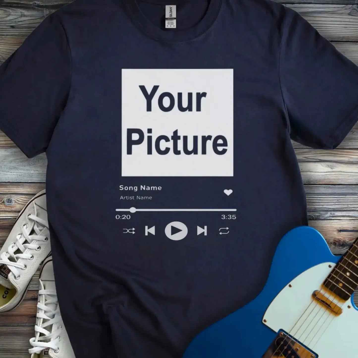 Custom Spotify T-shirt Navy