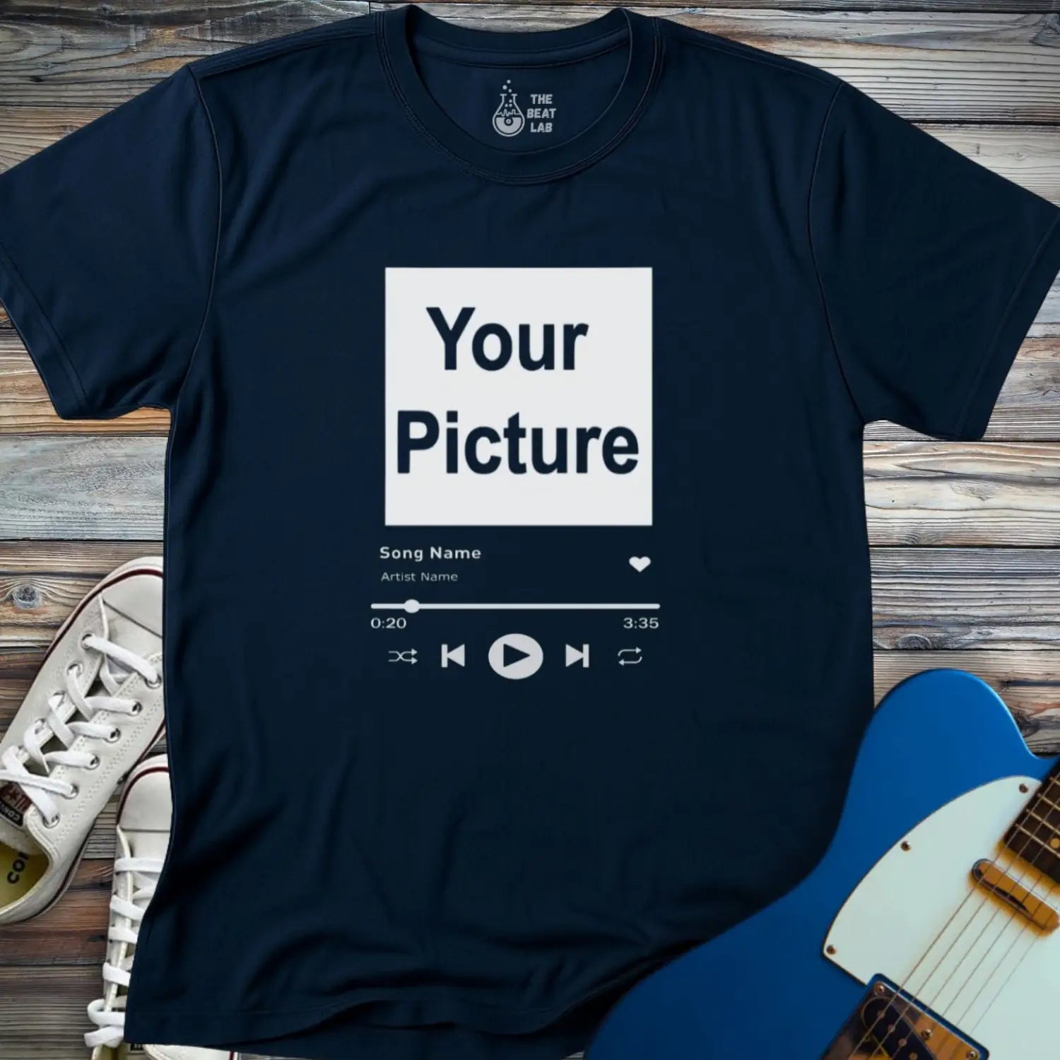 Custom Spotify T-shirt - Navy / S - T-Shirt
