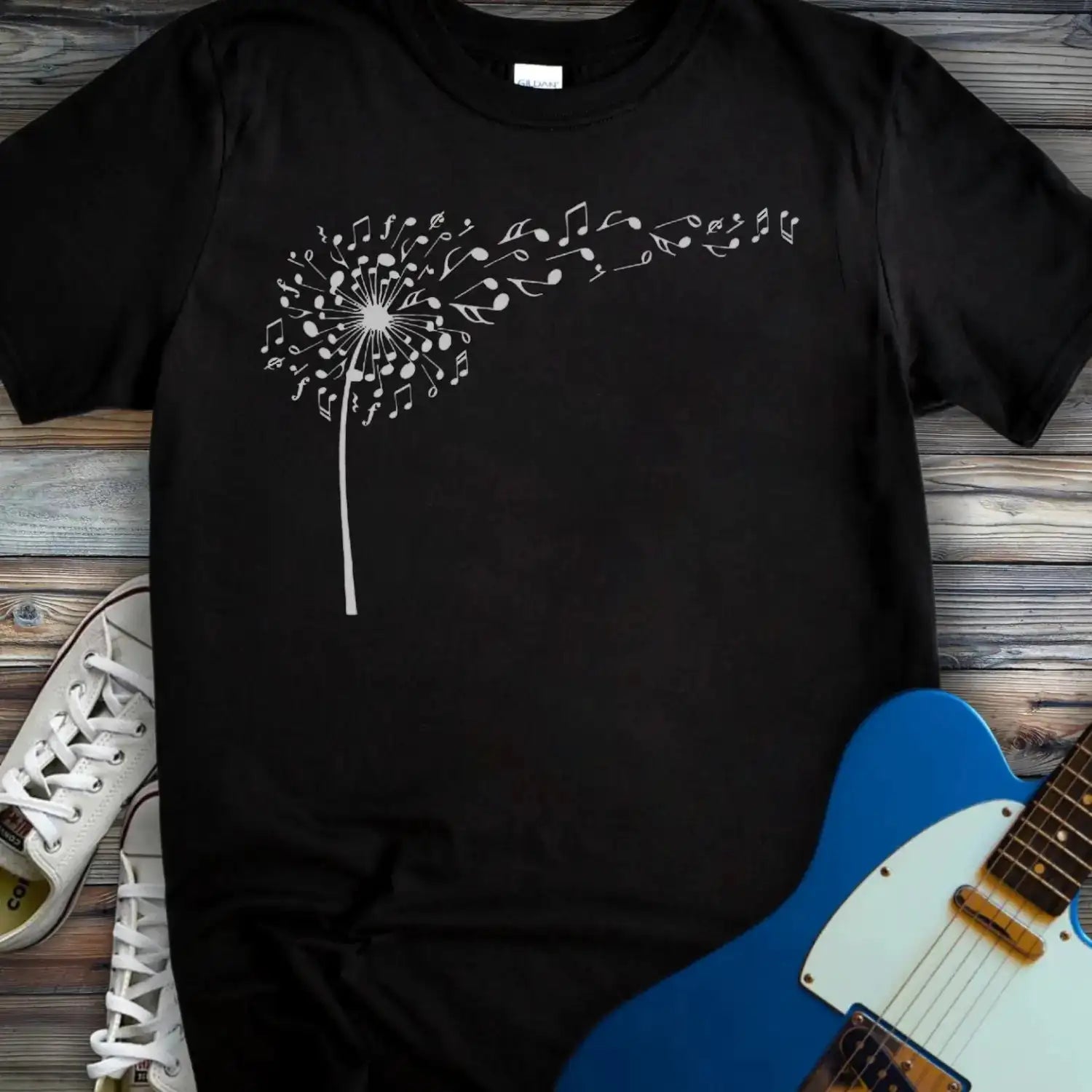 Dandelion Musical Notes T-shirt Black