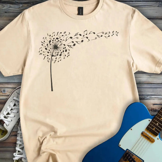 Dandelion Musical Notes T-shirt Sand