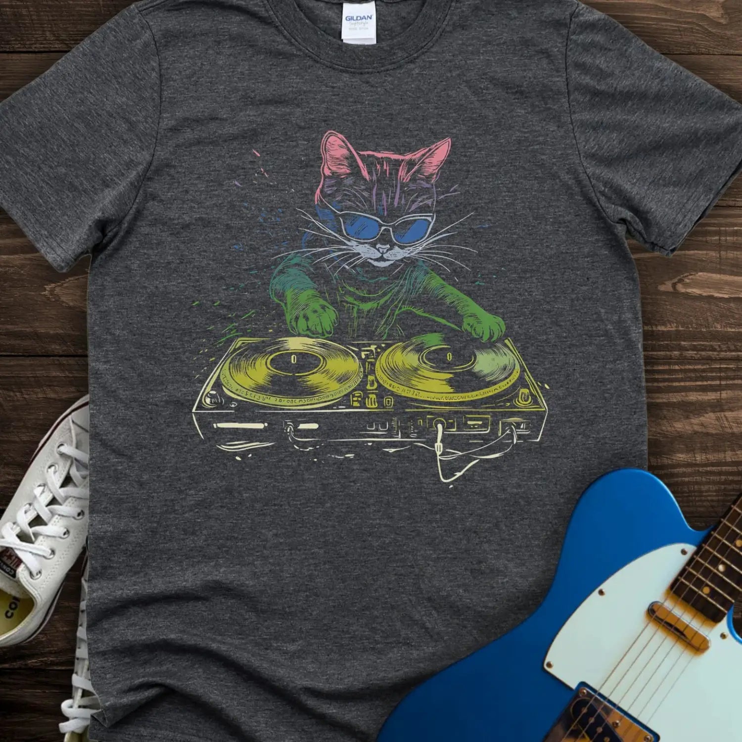 DJ Paws T-shirt - Dark Heather Grey / S - T-Shirt