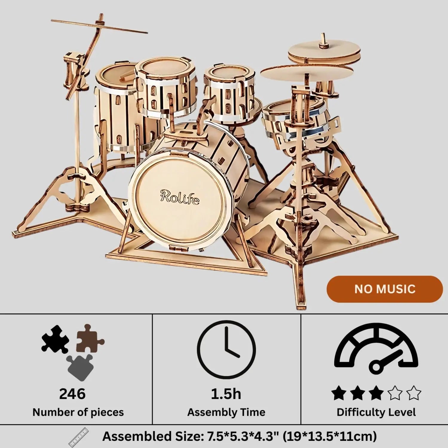 Drum Kit 3D Wooden Puzzle