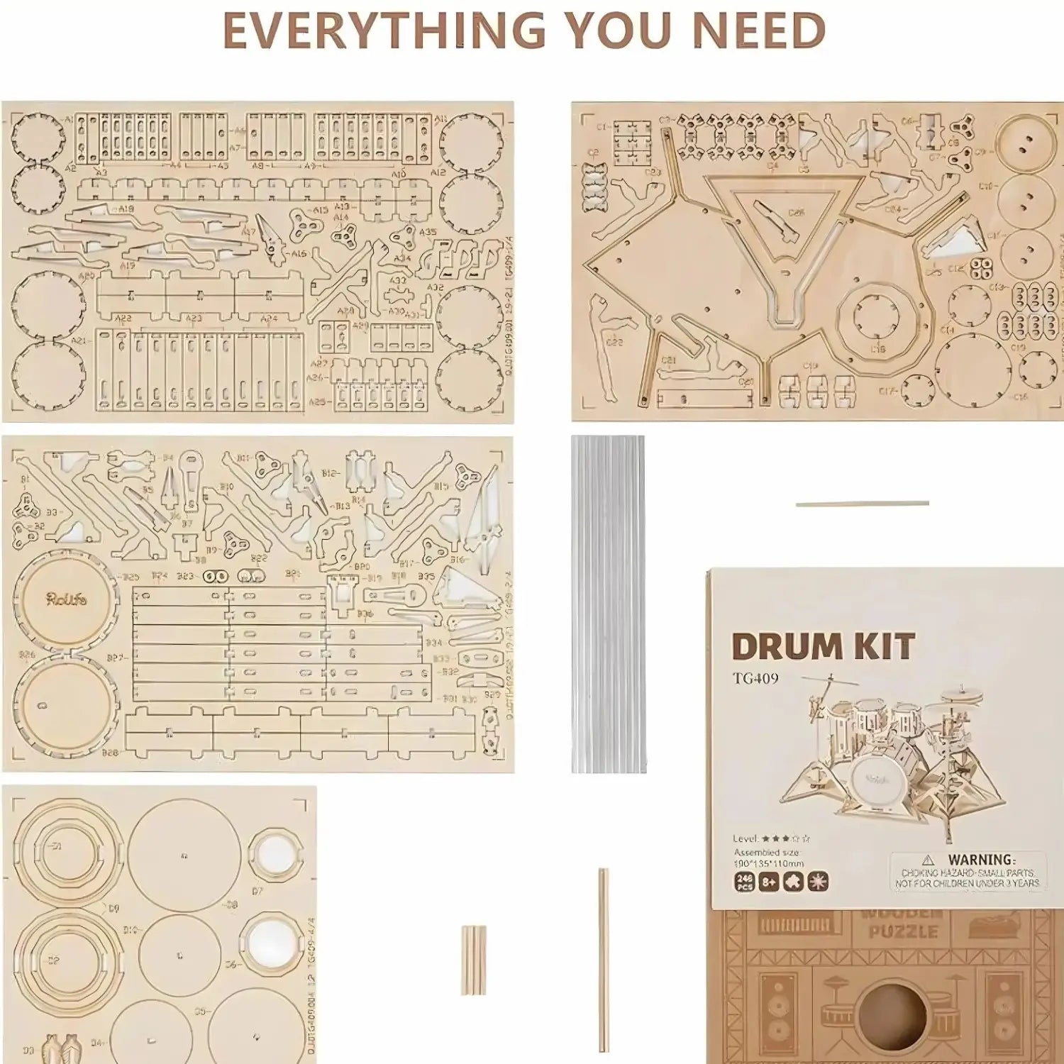 Drum Kit 3D Wooden Puzzle