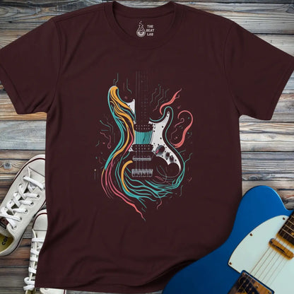 Fire and Water Guitar T-shirt - Dark Chocolate / S - T-Shirt