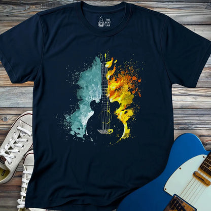 Fire and Water Guitar T-shirt - Navy / S - T-Shirt