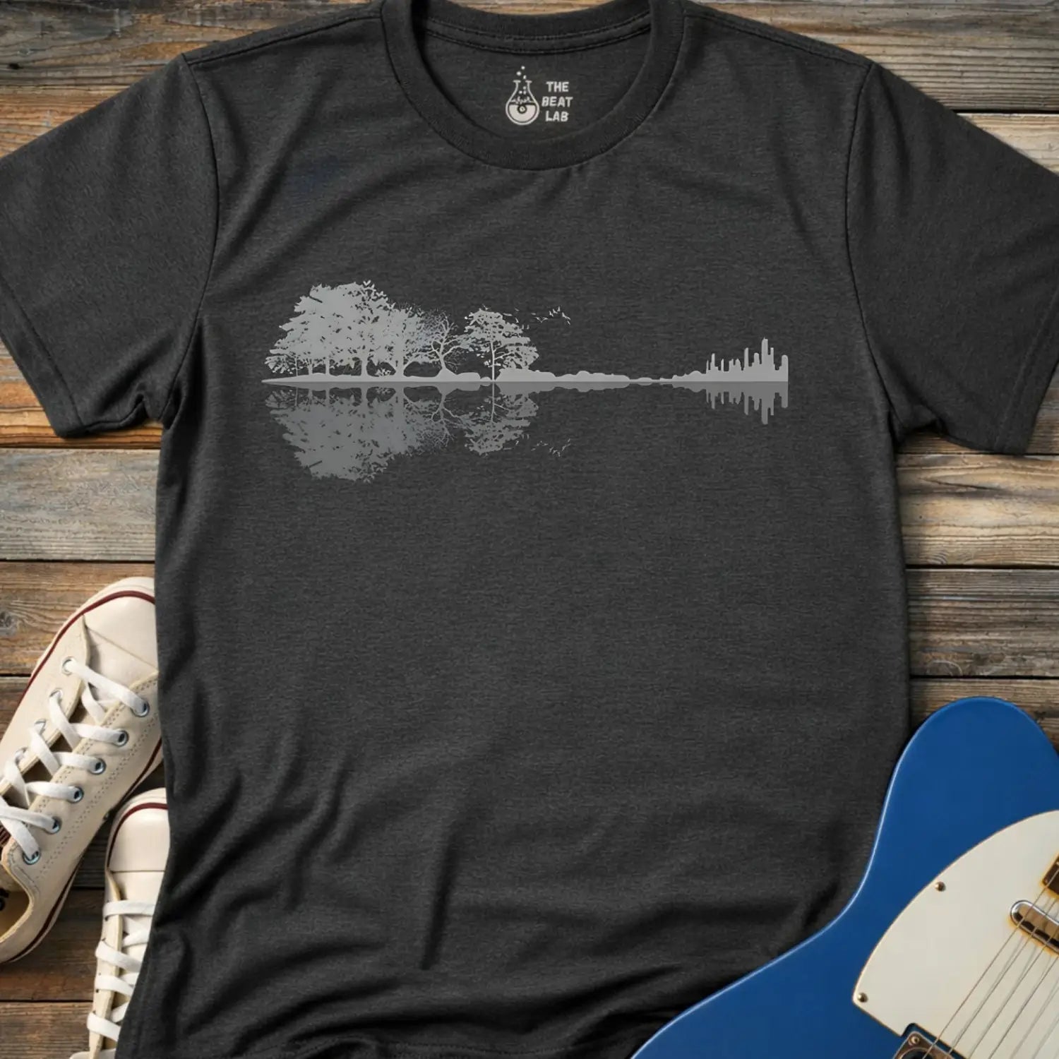 Forest Guitar (I) T-shirt - Dark Heather Grey / S - T-Shirt