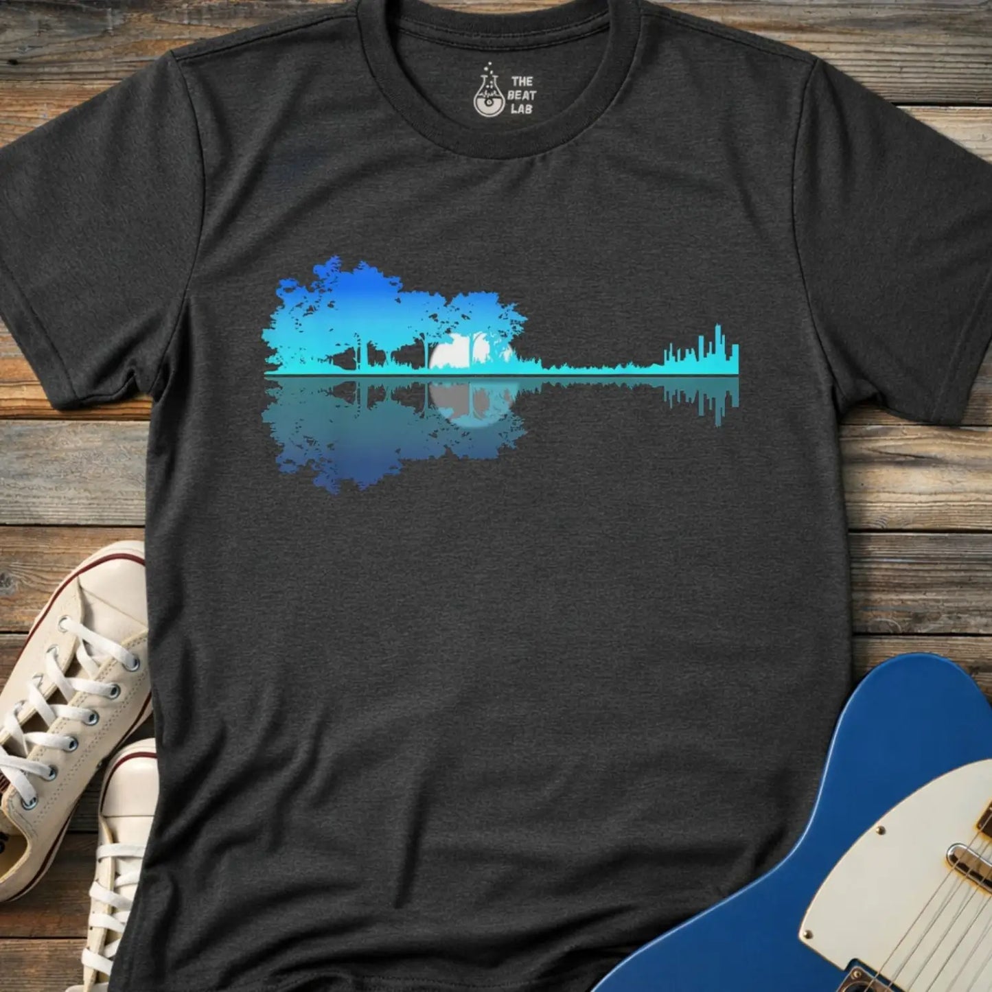 Forest Guitar (II) T-shirt - Dark Heather Grey / S - T-Shirt