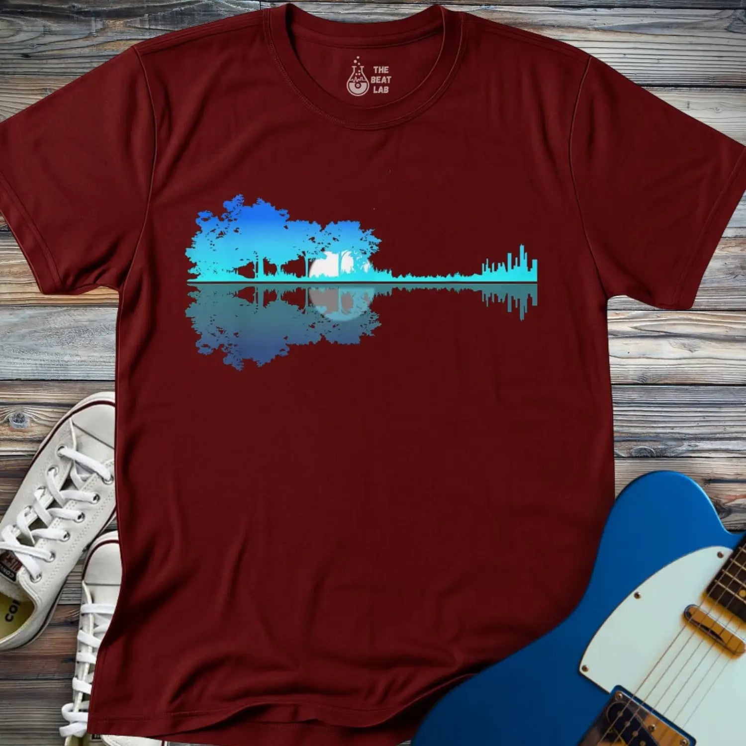 Forest Guitar (II) T-shirt - Maroon / S - T-Shirt