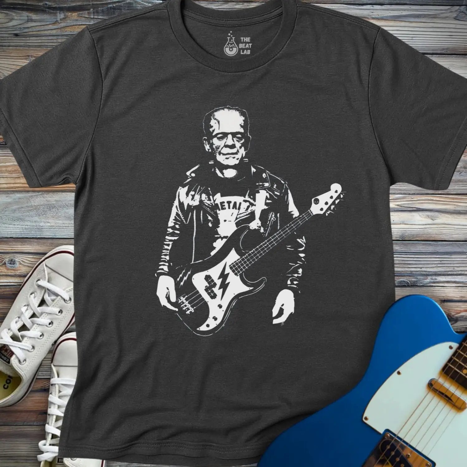 Frankenstein Rock Legend T-shirt - Dark Heather Grey / S - T-Shirt