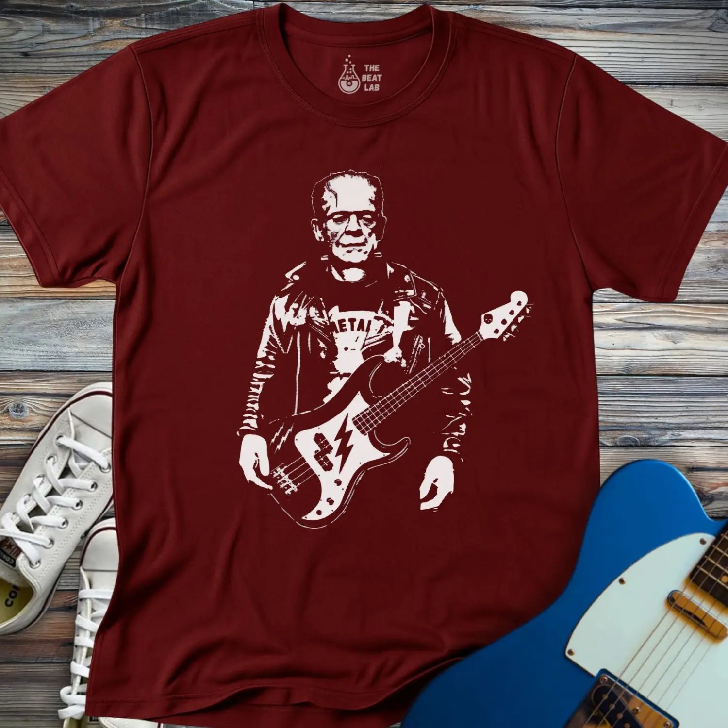 Frankenstein Rock Legend T-shirt - Maroon / S - T-Shirt