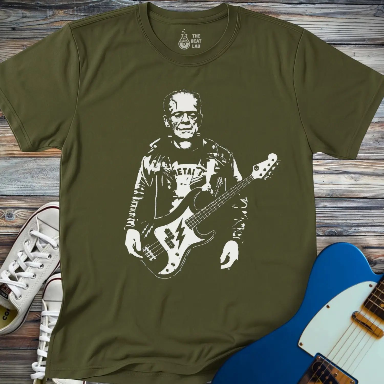 Frankenstein Rock Legend T-shirt - Military Green / S - T-Shirt