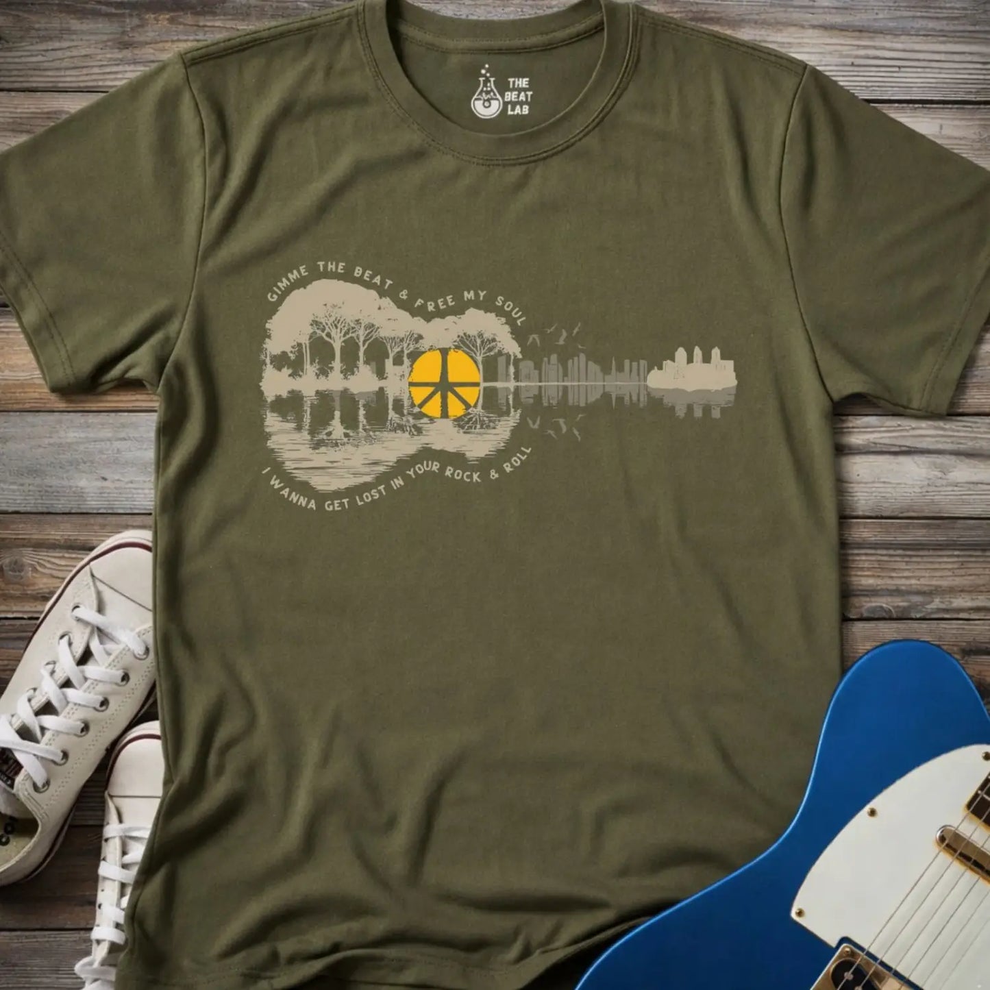 Gimme the Beat T-shirt - Military Green / S - T-Shirt