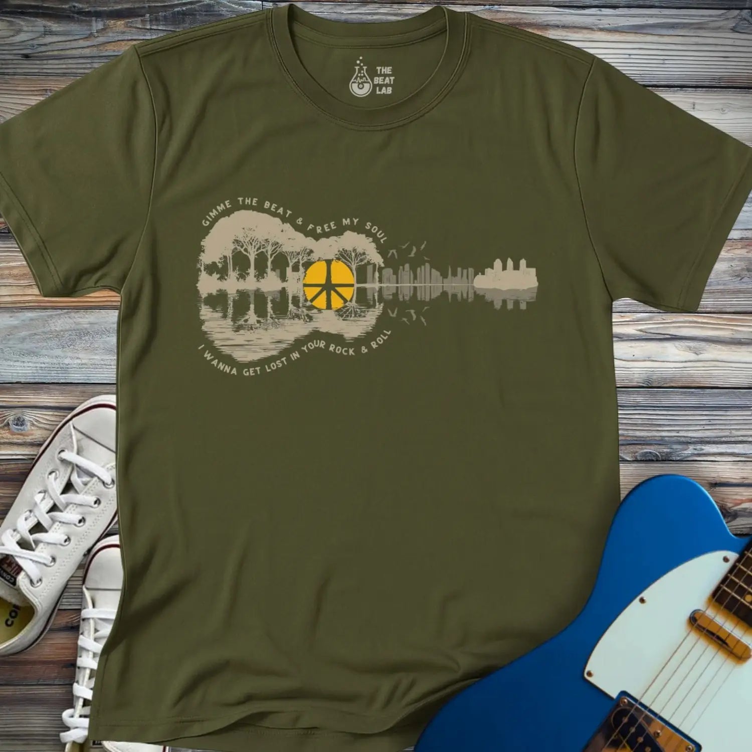 Gimme the Beat T-shirt - Military Green / S - T-Shirt