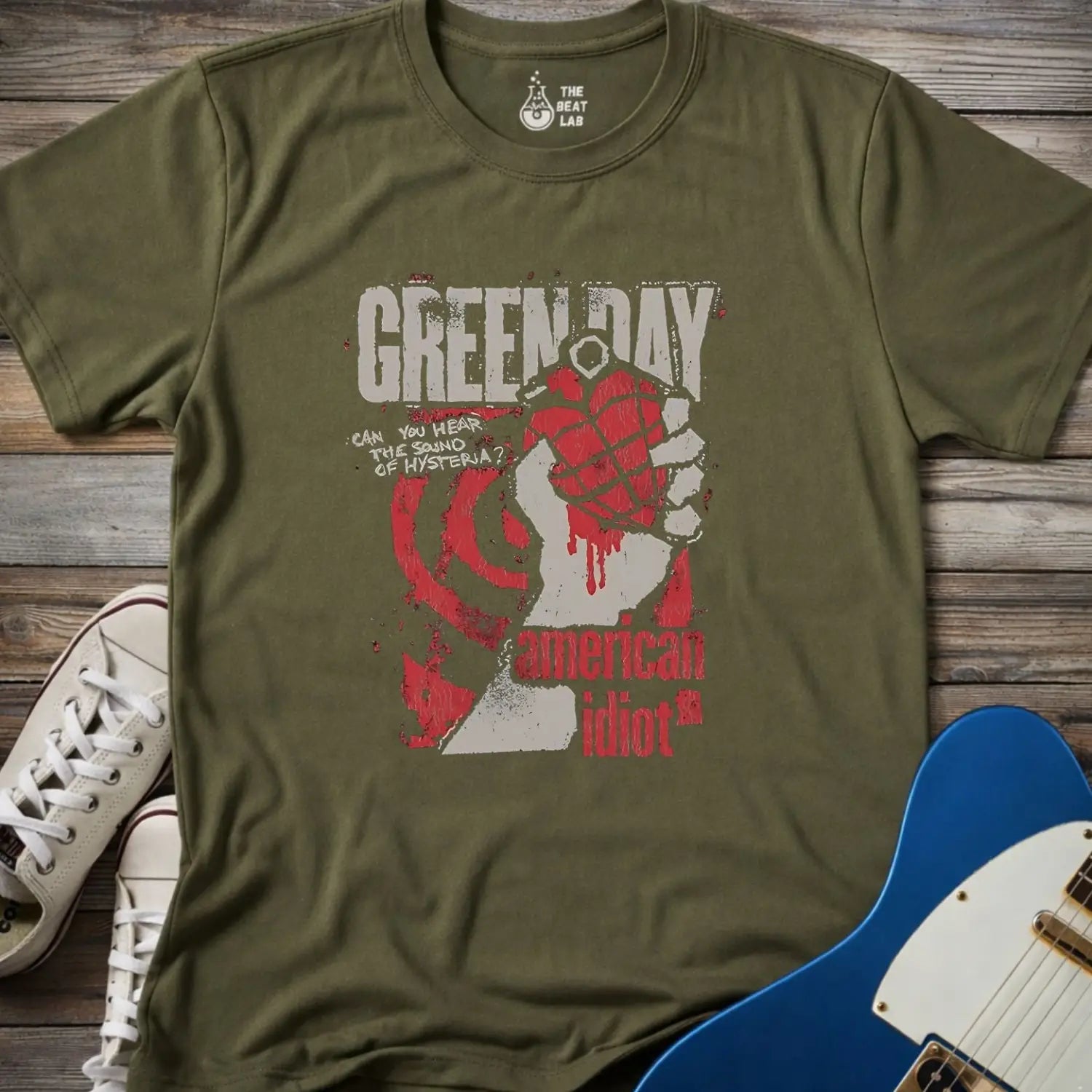 Green Day American Idiot T-shirt - Military Green / S - T-Shirt