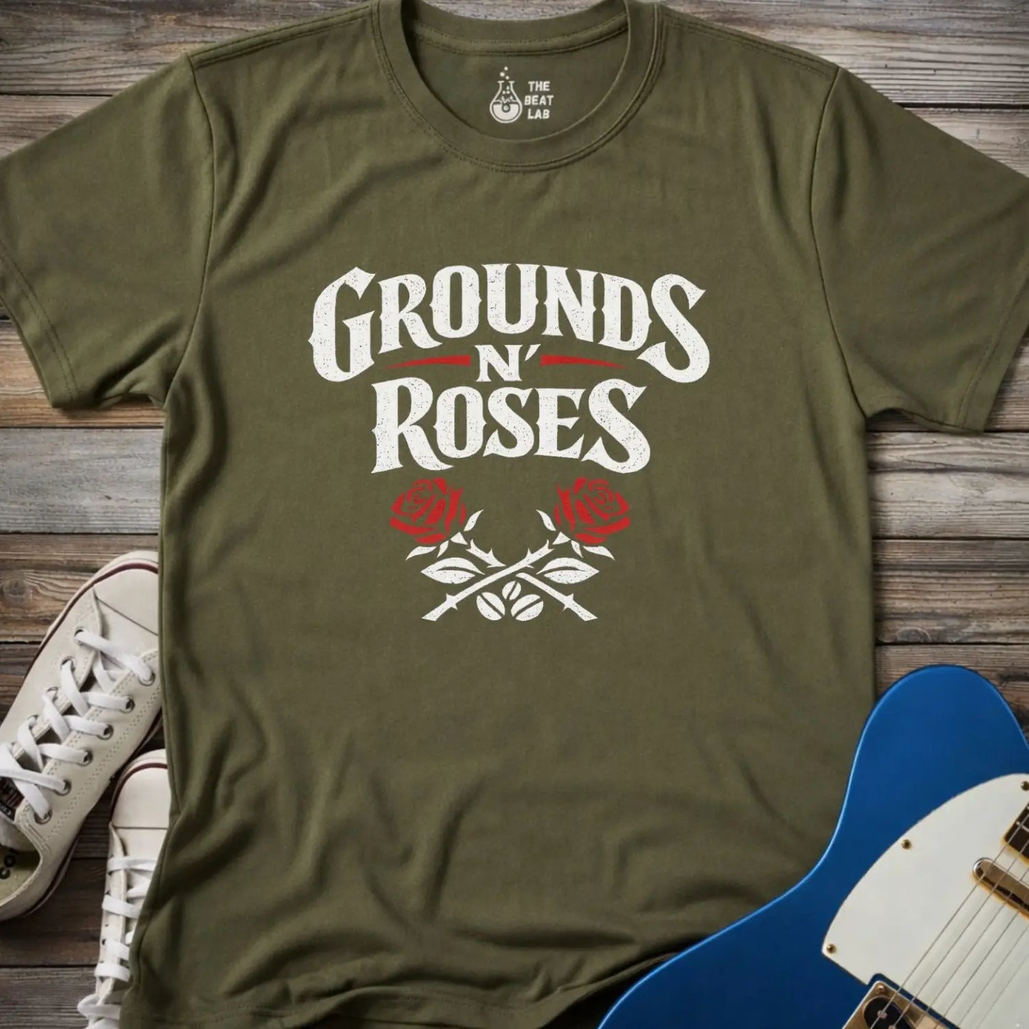 Ground N’ Roses T-shirt - Military Green / S - T-Shirt