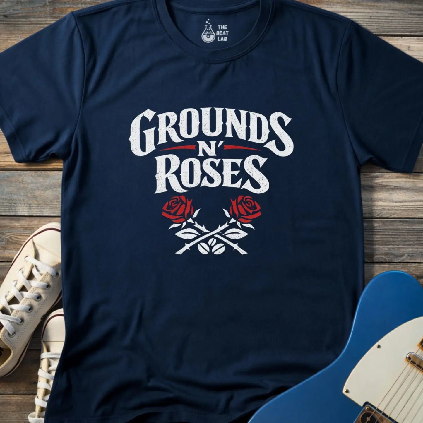 Ground N’ Roses T-shirt - Navy / S - T-Shirt