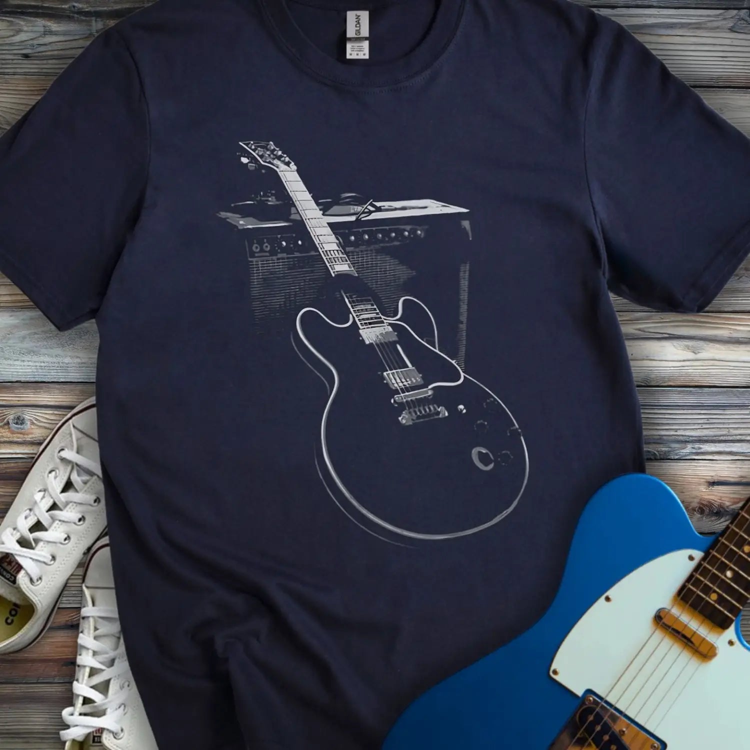 Guitar Amp T-shirt Navy