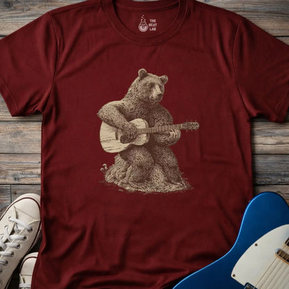 Guitar Bear T-shirt - Maroon / S - T-Shirt