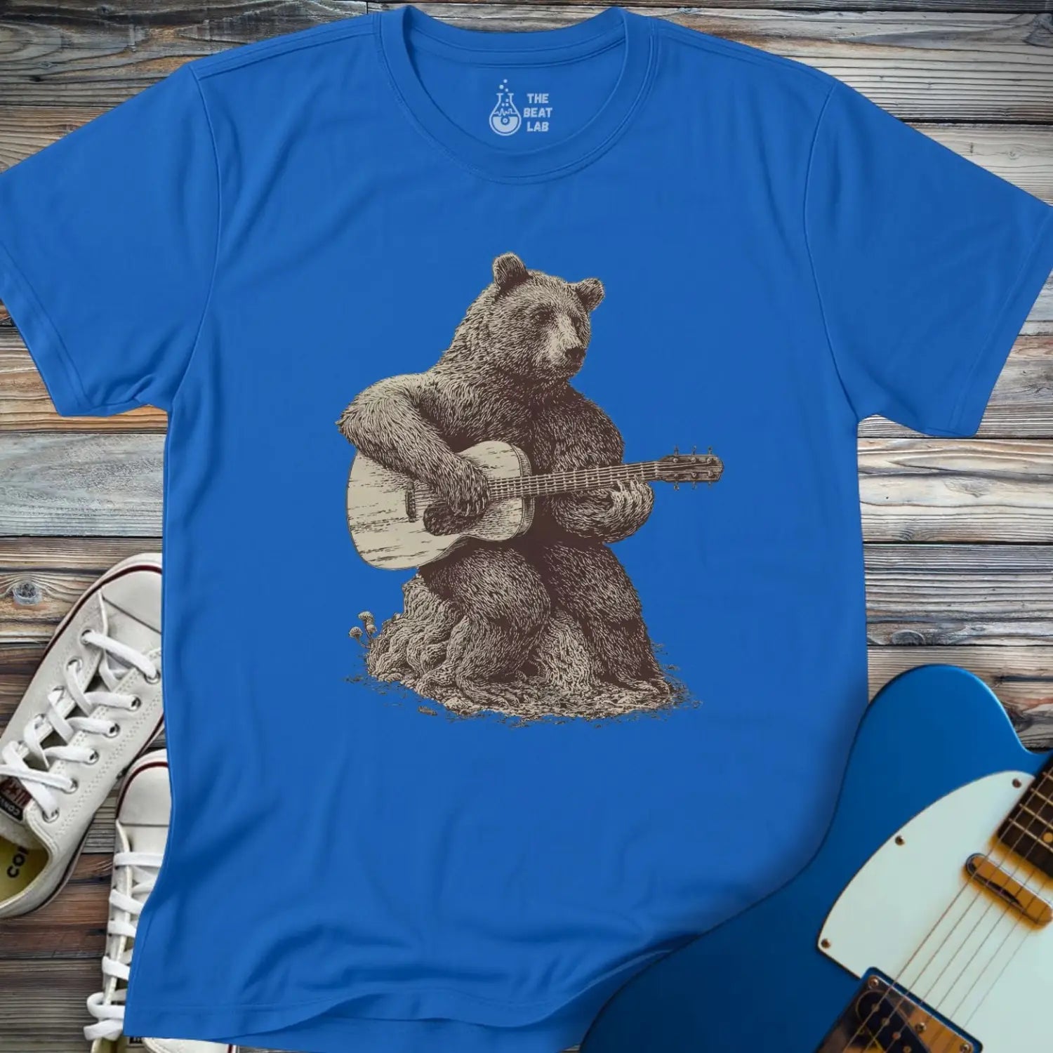 Guitar Bear T-shirt - Royal / S - T-Shirt