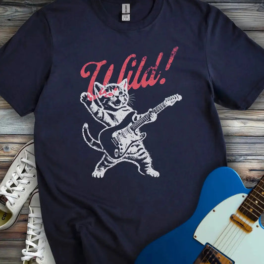 Guitar Cat Wild T-shirt Navy