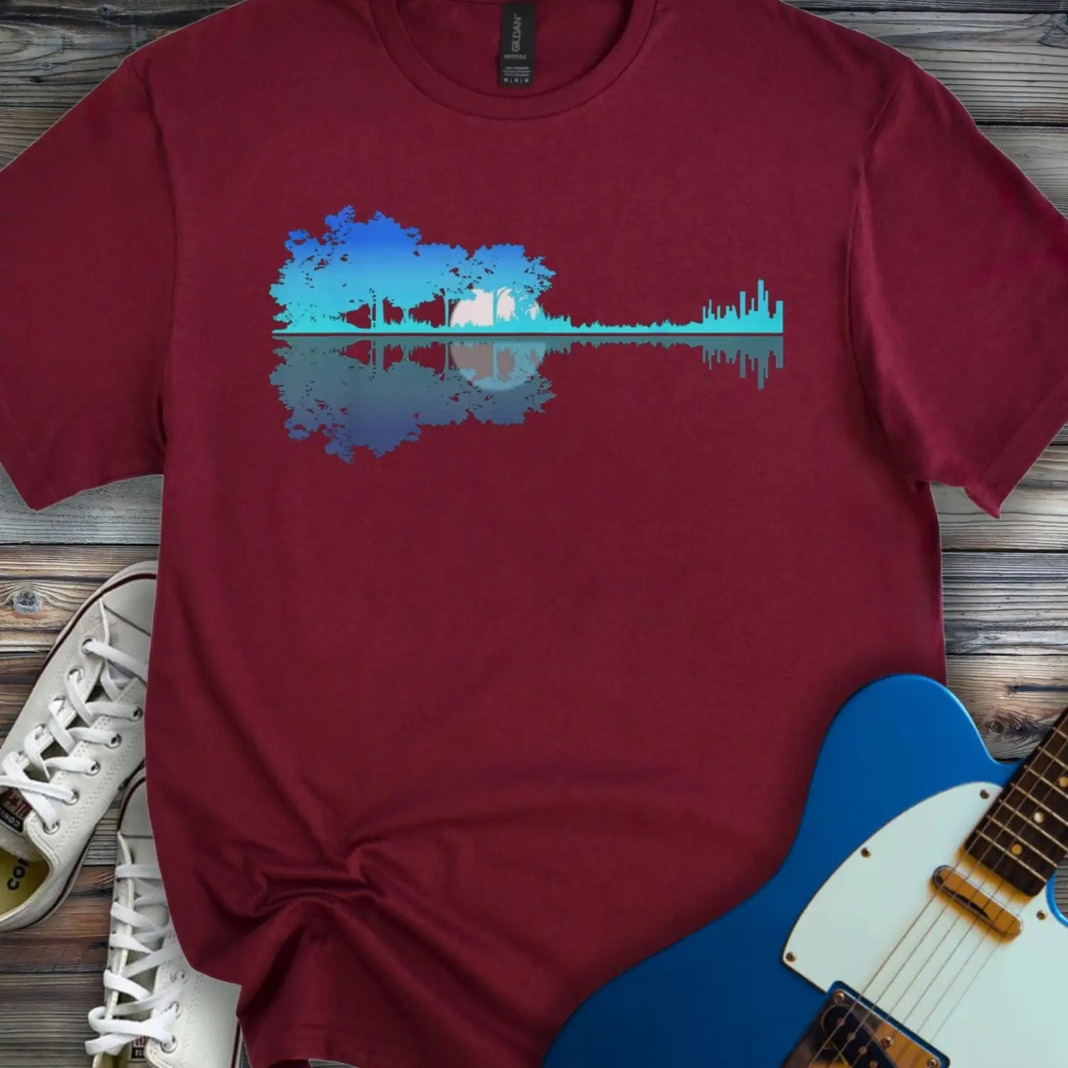 Guitar Forest (II) T-shirt - Maroon / S - T-Shirt