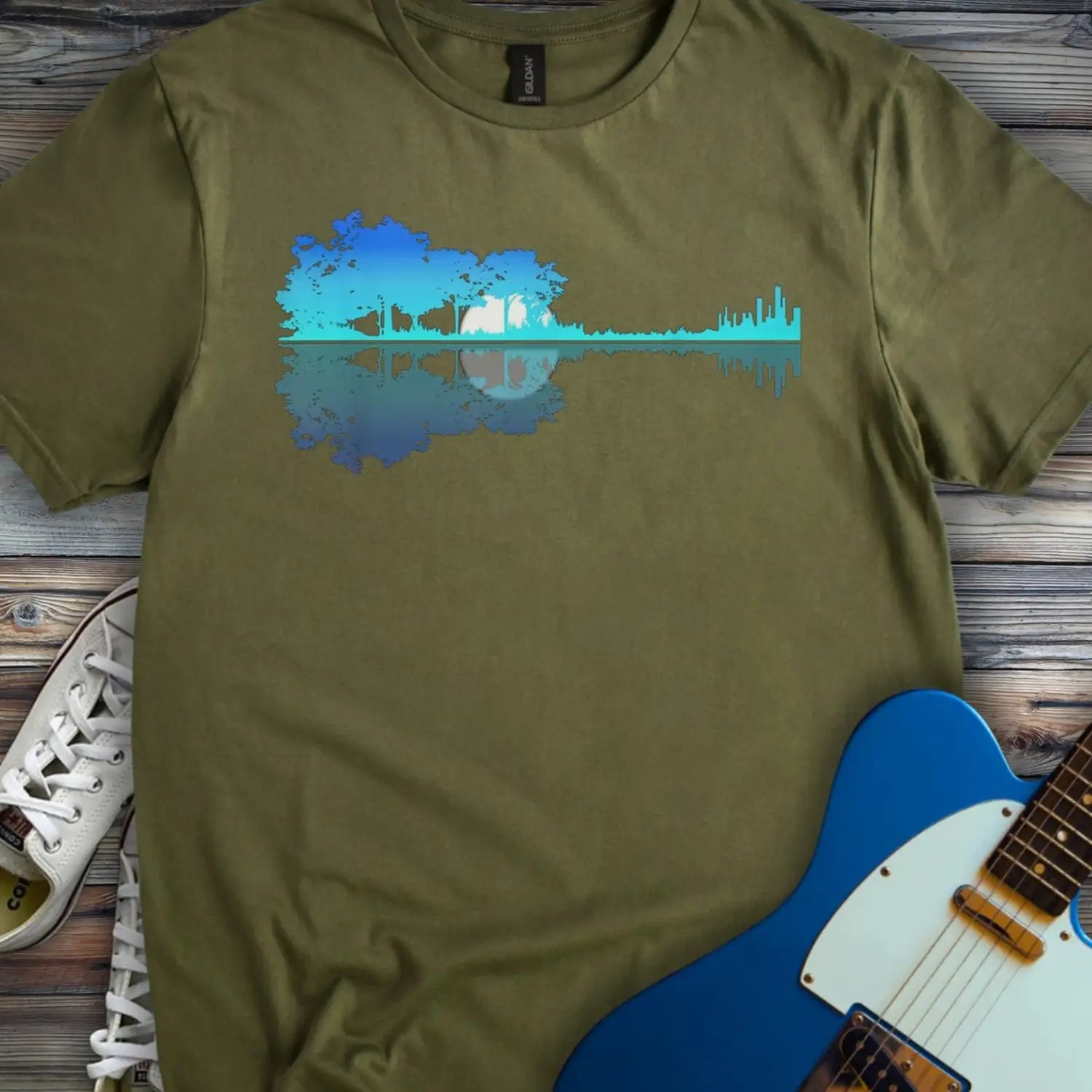Guitar Forest (II) T-shirt - Military Green / S - T-Shirt