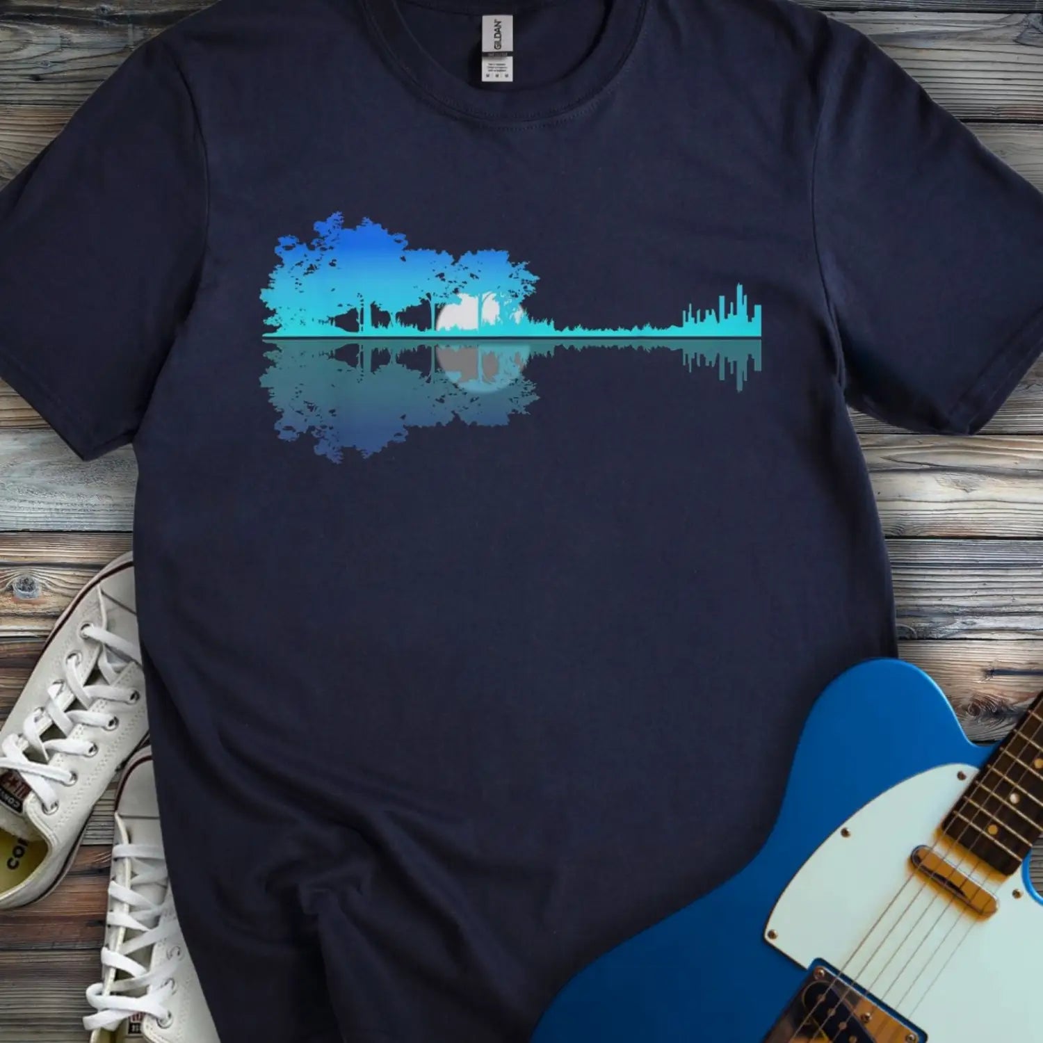Guitar Forest (II) T-shirt - Navy / S - T-Shirt