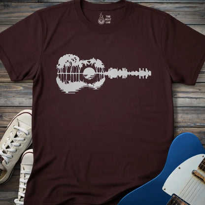 Guitar Island Paradise T-shirt - Dark Chocolate / S - T-Shirt