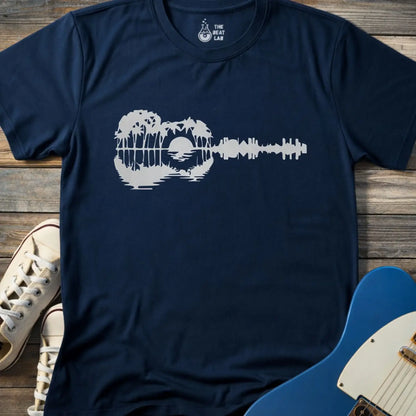 Guitar Island Paradise T-shirt - Navy / S - T-Shirt